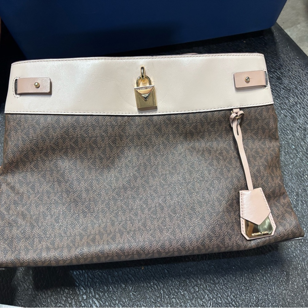 Michael Kors Brown and Cream Tote with Lock